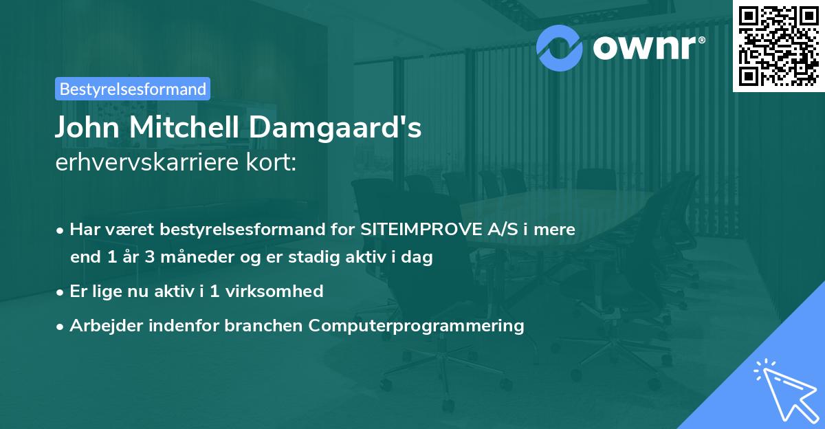 John Mitchell Damgaard's erhvervskarriere kort