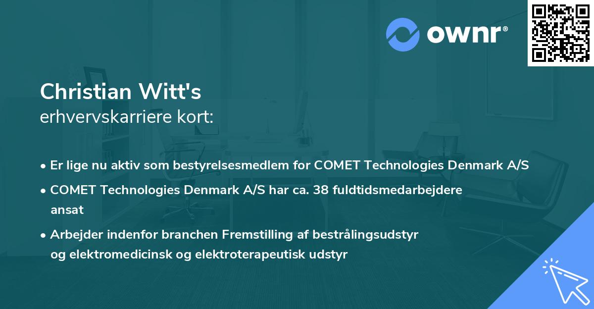 Christian Witt's erhvervskarriere kort