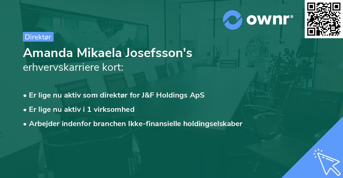Amanda Mikaela Josefsson's erhvervskarriere kort