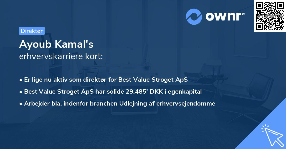 Ayoub Kamal's erhvervskarriere kort