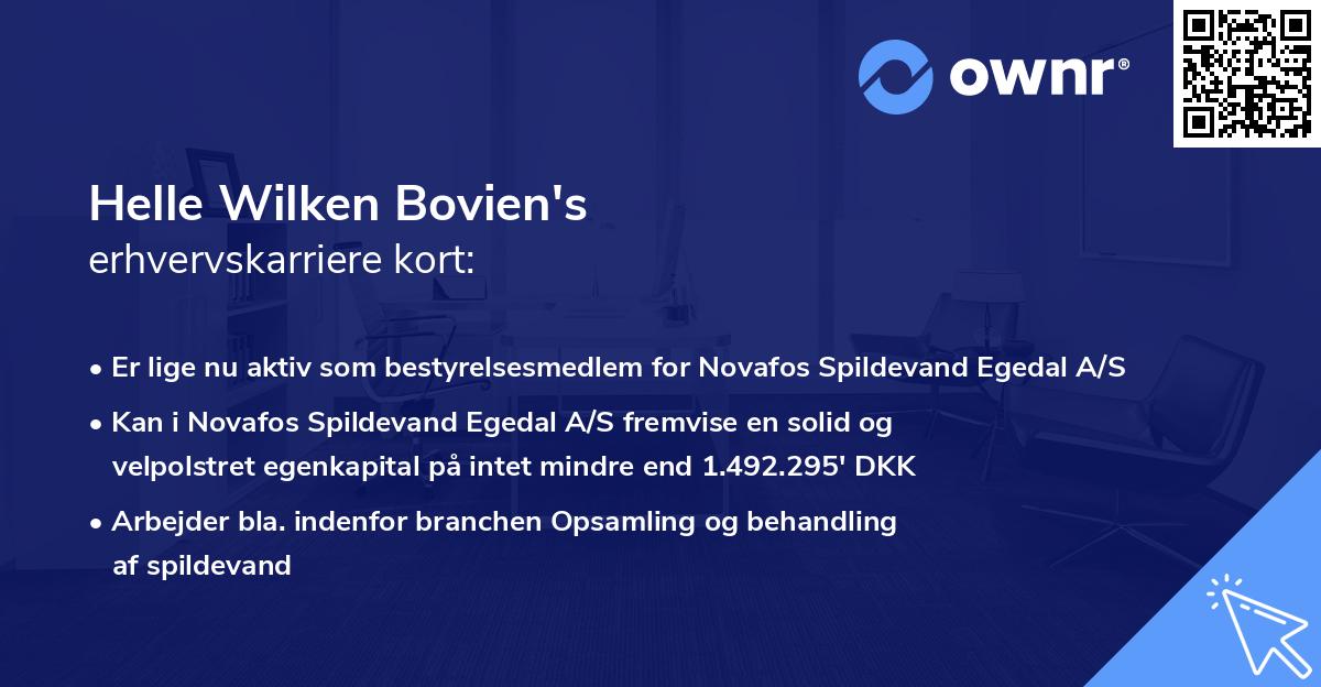 Helle Wilken Bovien's erhvervskarriere kort