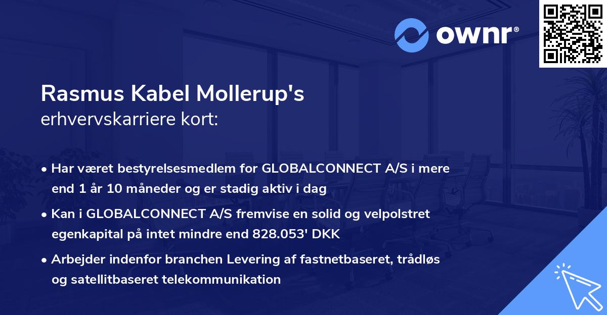 Rasmus Kabel Mollerup's erhvervskarriere kort