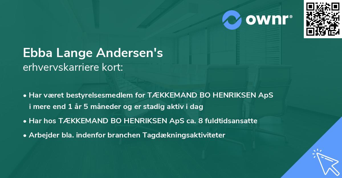 Ebba Lange Andersen's erhvervskarriere kort