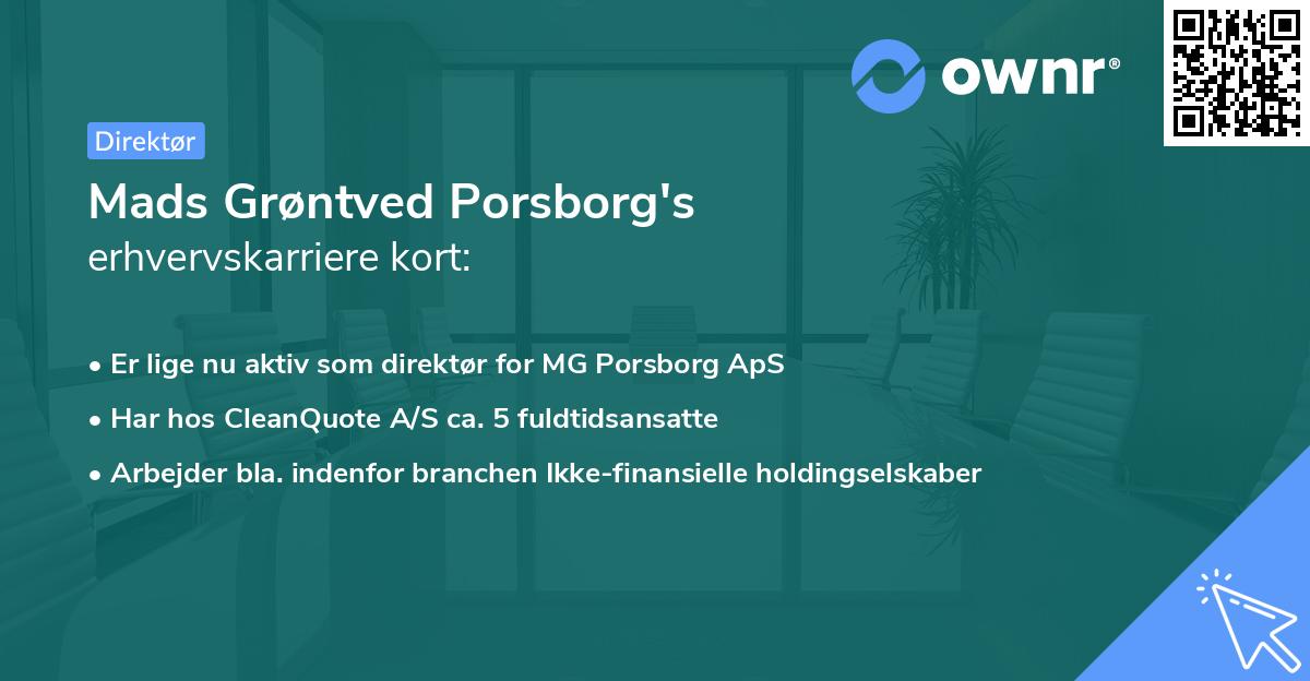 Mads Grøntved Porsborg's erhvervskarriere kort