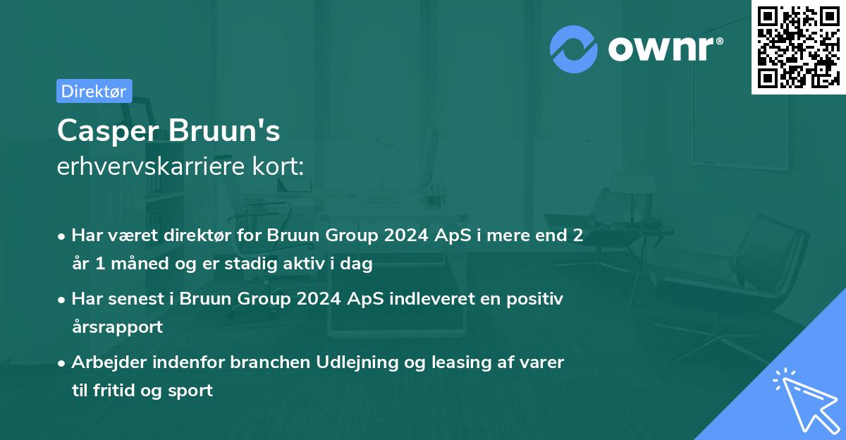 Casper Bruun's erhvervskarriere kort