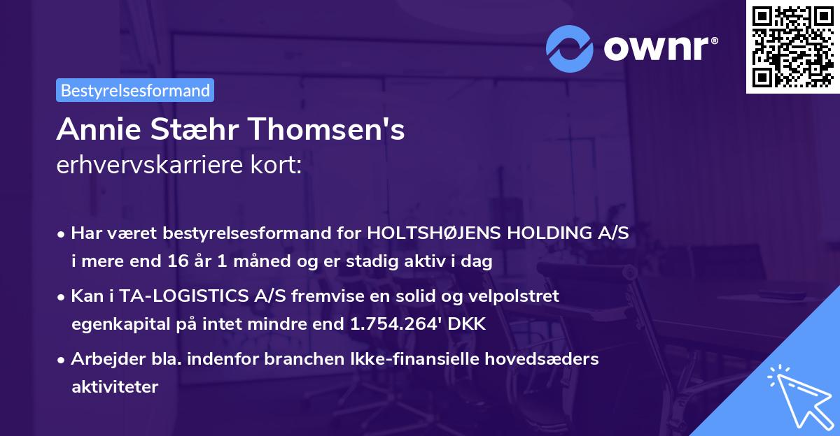 Annie Stæhr Thomsen's erhvervskarriere kort