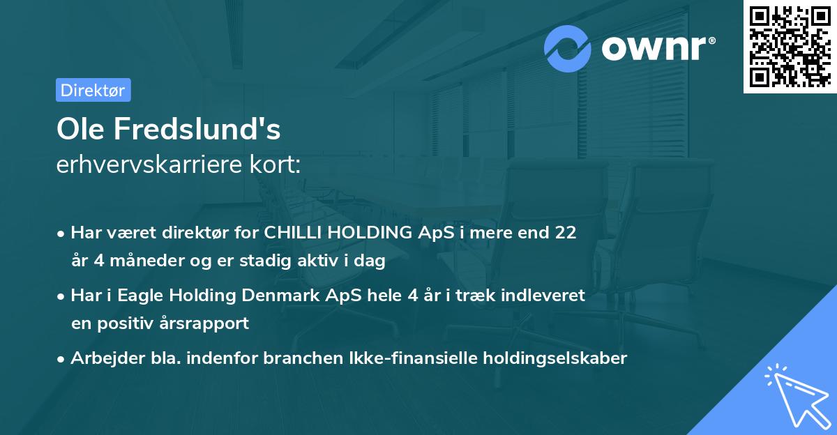Ole Fredslund's erhvervskarriere kort