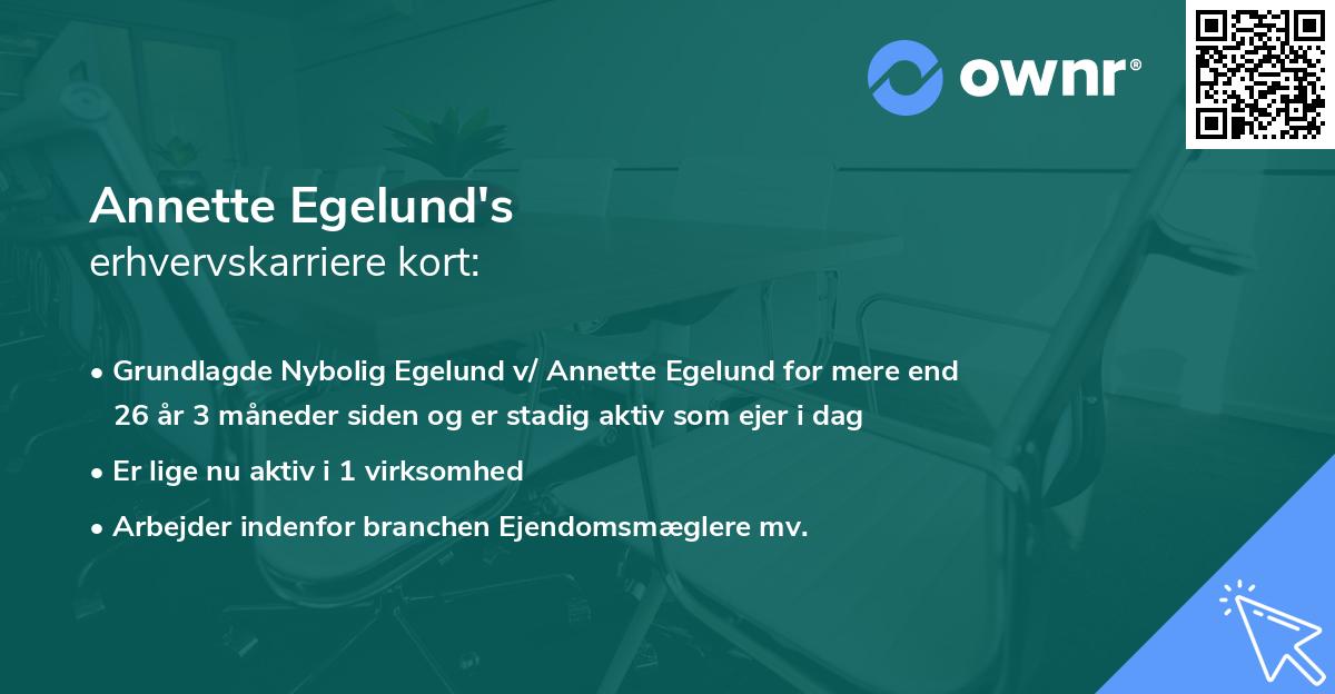 Annette Egelund's erhvervskarriere kort