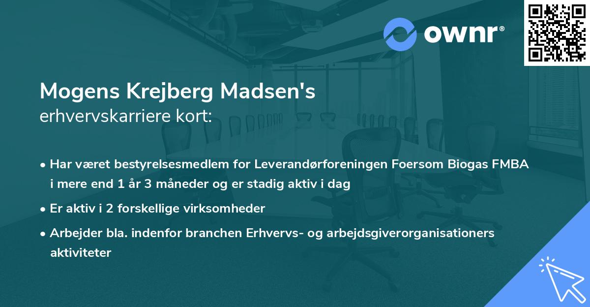 Mogens Krejberg Madsen's erhvervskarriere kort