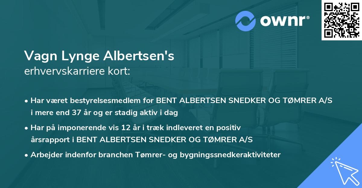 Vagn Lynge Albertsen's erhvervskarriere kort