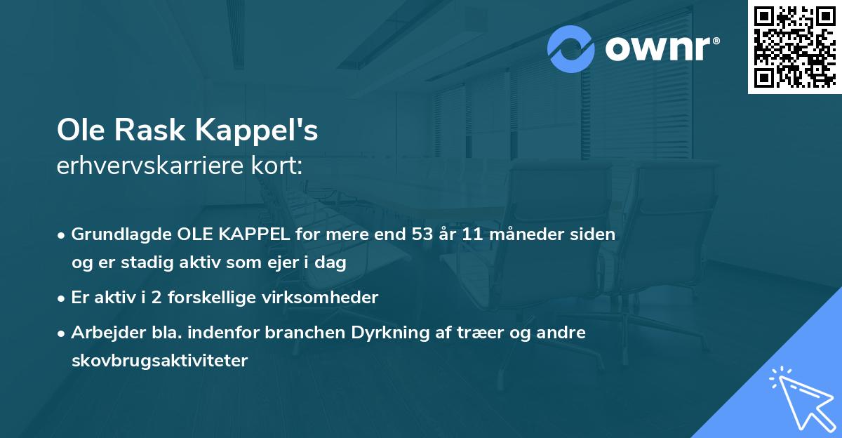 Ole Rask Kappel's erhvervskarriere kort