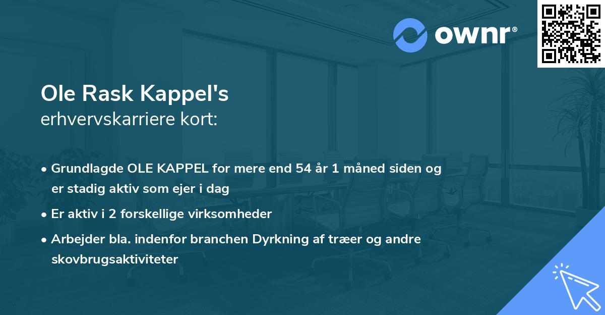 Ole Rask Kappel's erhvervskarriere kort