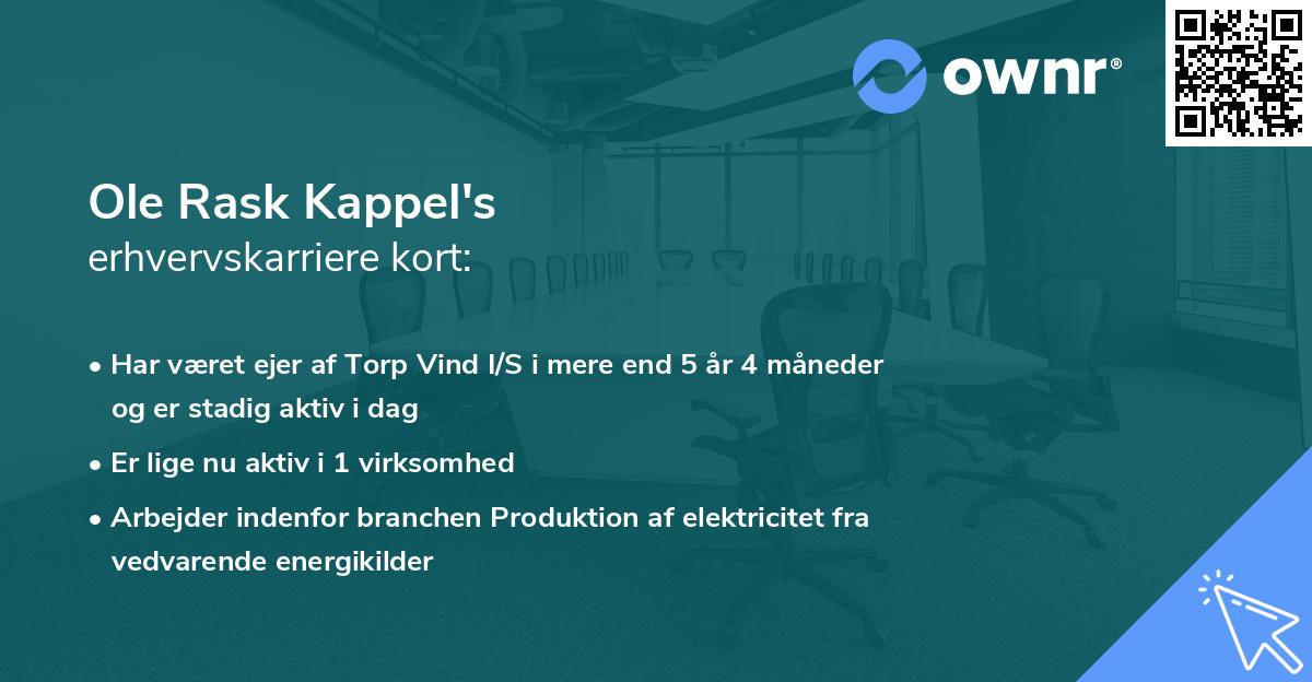 Ole Rask Kappel's erhvervskarriere kort