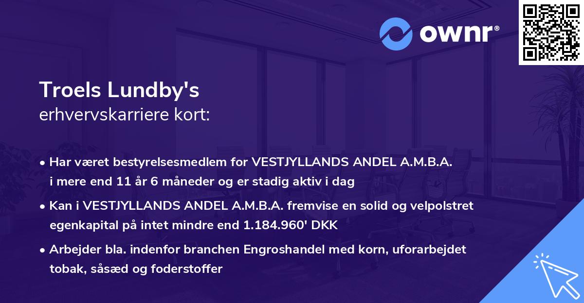 Troels Lundby's erhvervskarriere kort