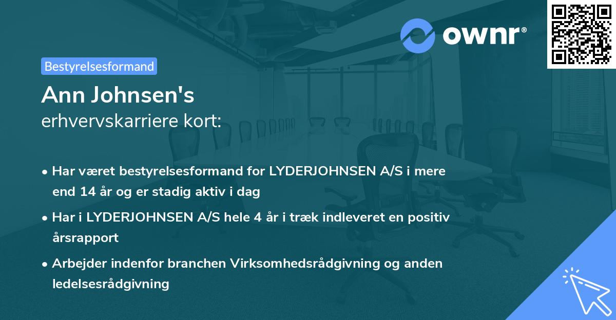 Ann Johnsen's erhvervskarriere kort