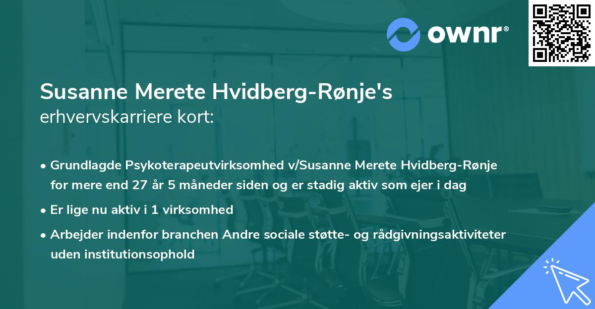 Susanne Merete Hvidberg-Rønje's erhvervskarriere kort