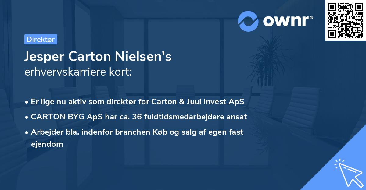 Jesper Carton Nielsen's erhvervskarriere kort