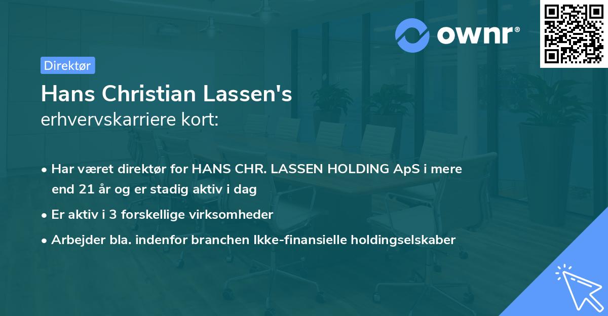 Hans Christian Lassen's erhvervskarriere kort