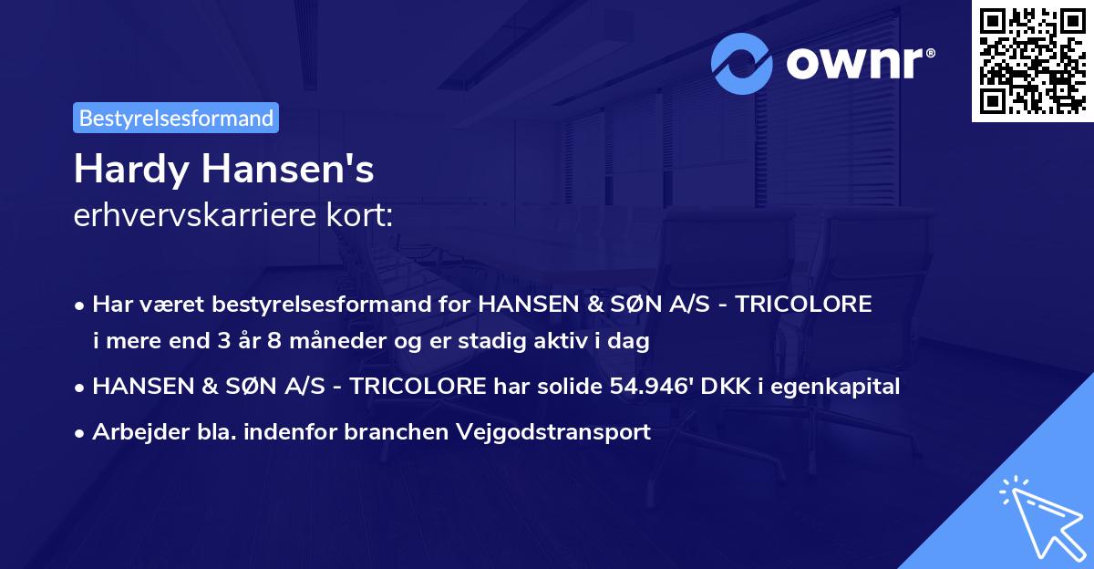 Hardy Hansen's erhvervskarriere kort