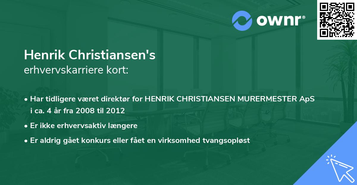 Henrik Christiansen's erhvervskarriere kort