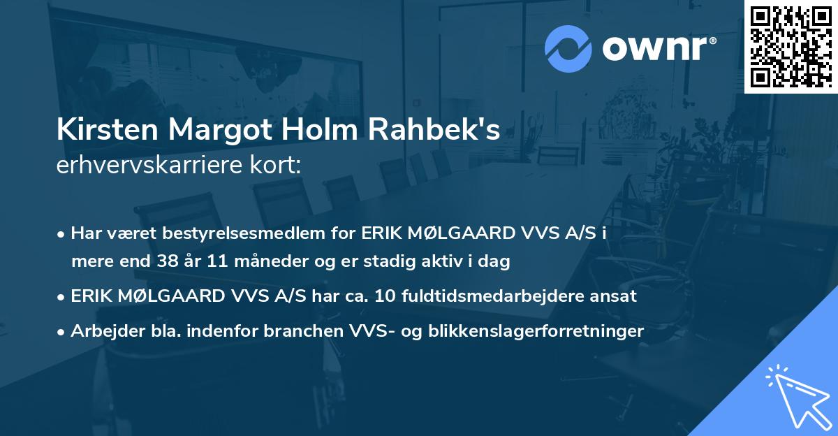 Kirsten Margot Holm Rahbek's erhvervskarriere kort