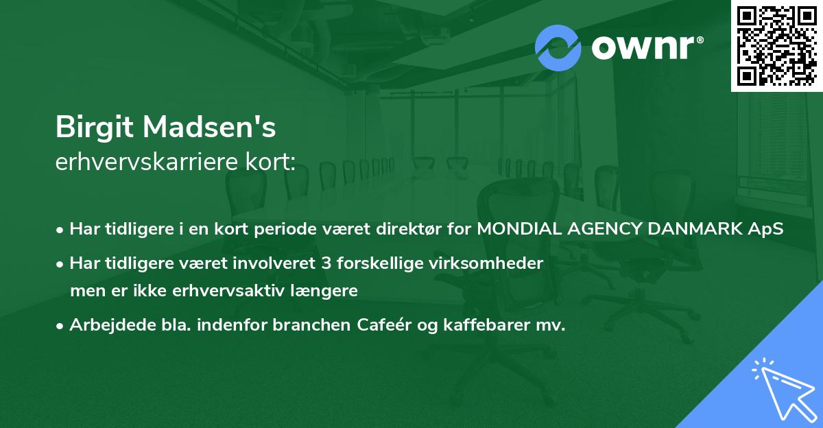 Birgit Madsen's erhvervskarriere kort