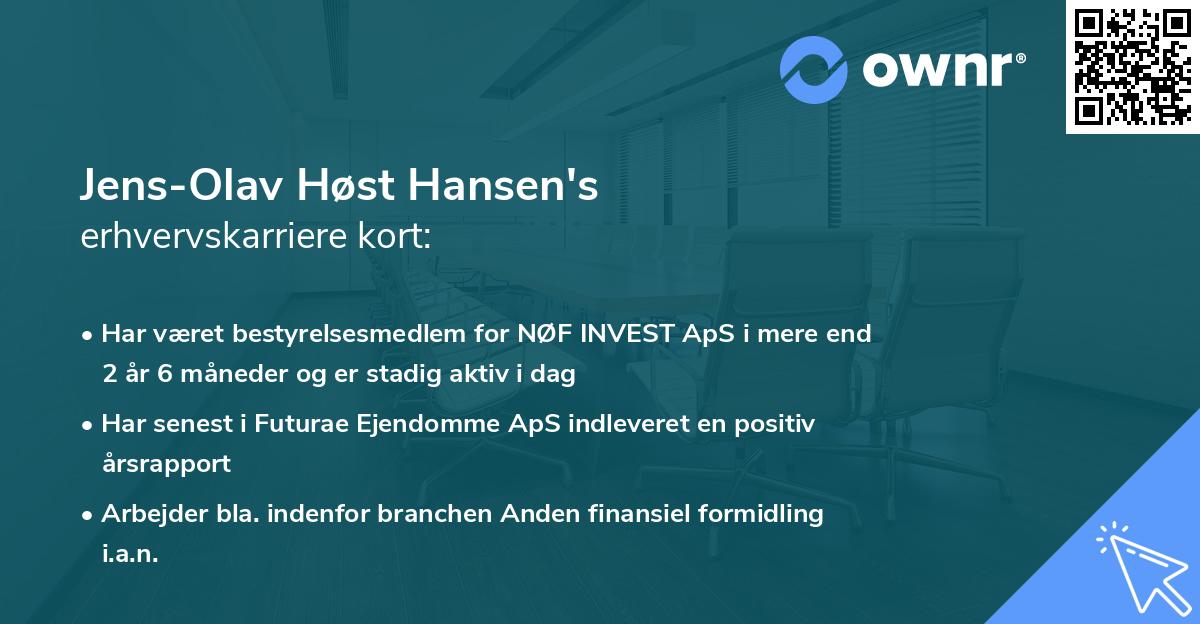 Jens-Olav Høst Hansen's erhvervskarriere kort