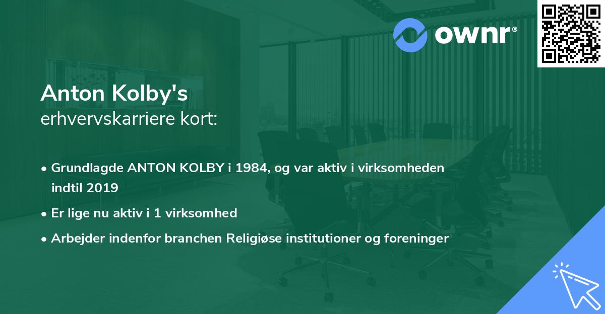 Anton Kolby's erhvervskarriere kort