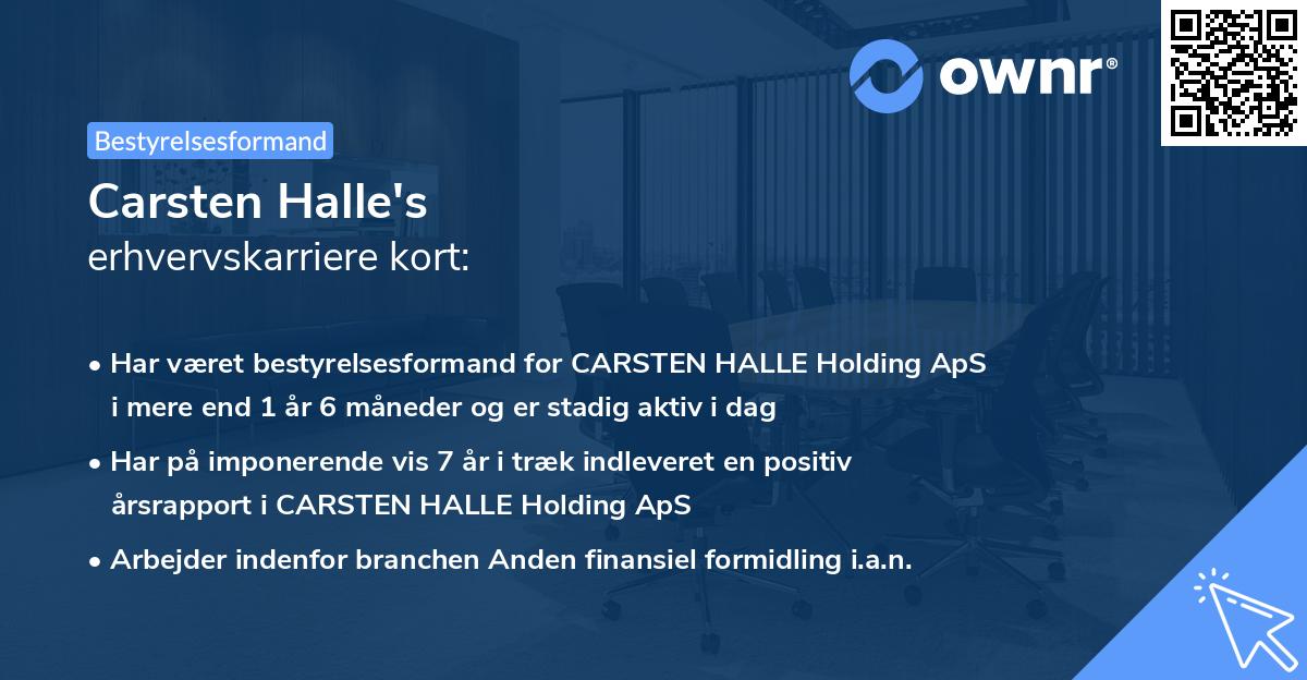 Carsten Halle's erhvervskarriere kort