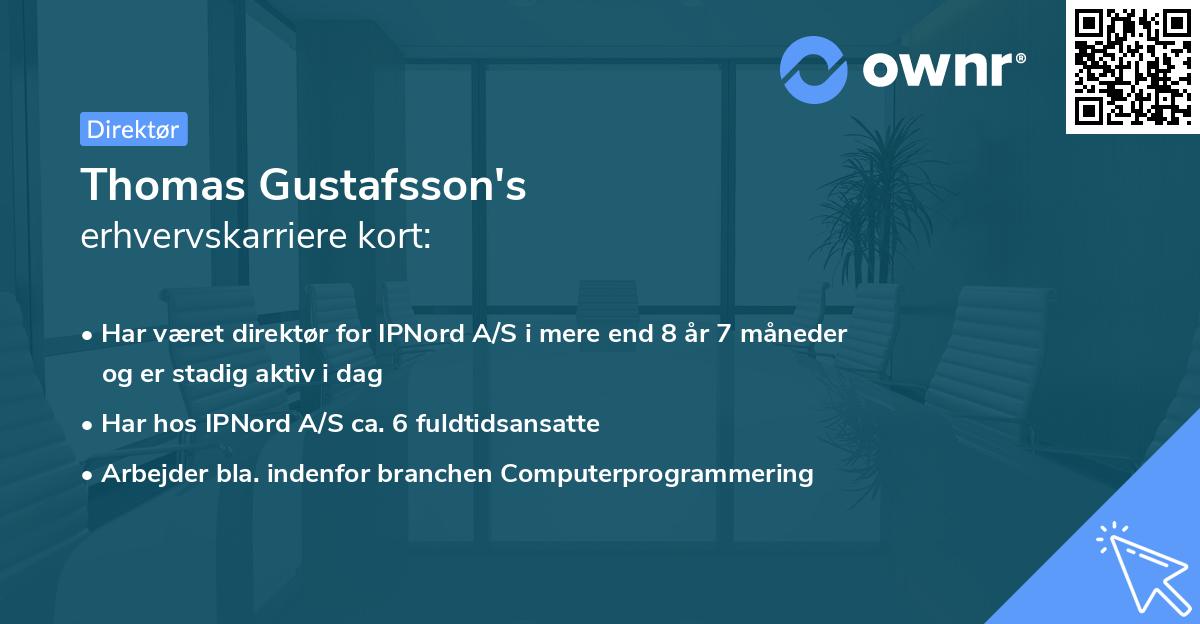 Thomas Gustafsson's erhvervskarriere kort