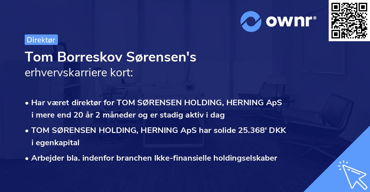 Tom Borreskov Sørensen's erhvervskarriere kort