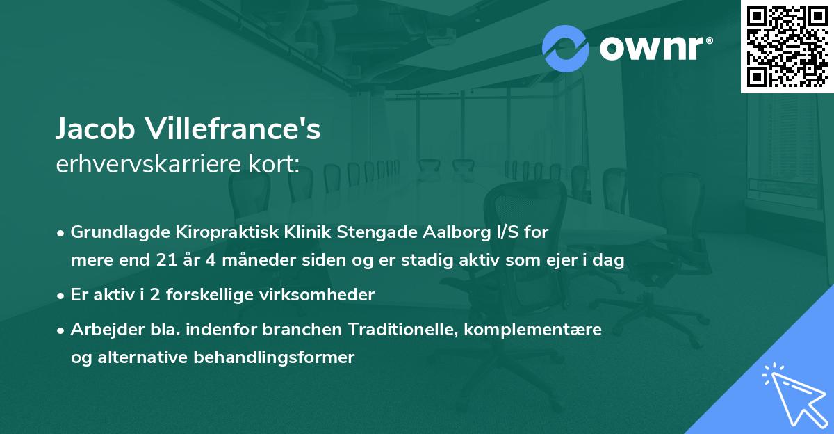 Jacob Villefrance's erhvervskarriere kort