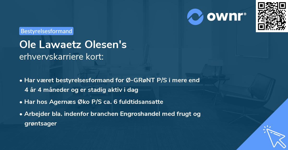 Ole Lawaetz Olesen's erhvervskarriere kort