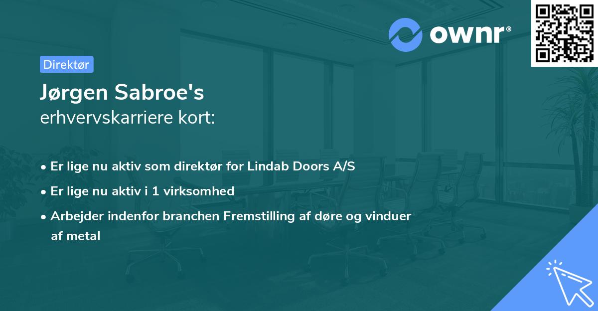 Jørgen Sabroe's erhvervskarriere kort