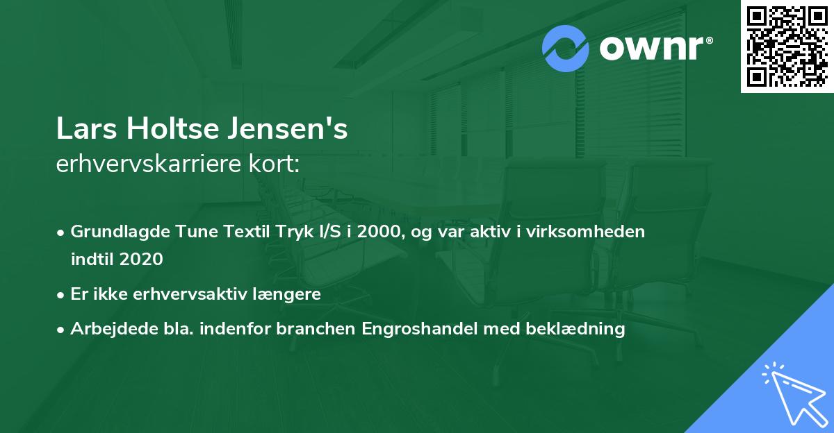 Lars Holtse Jensen's erhvervskarriere kort
