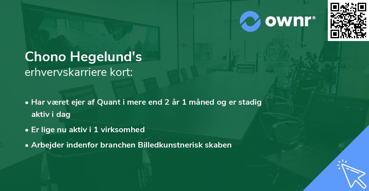 Chono Hegelund's erhvervskarriere kort