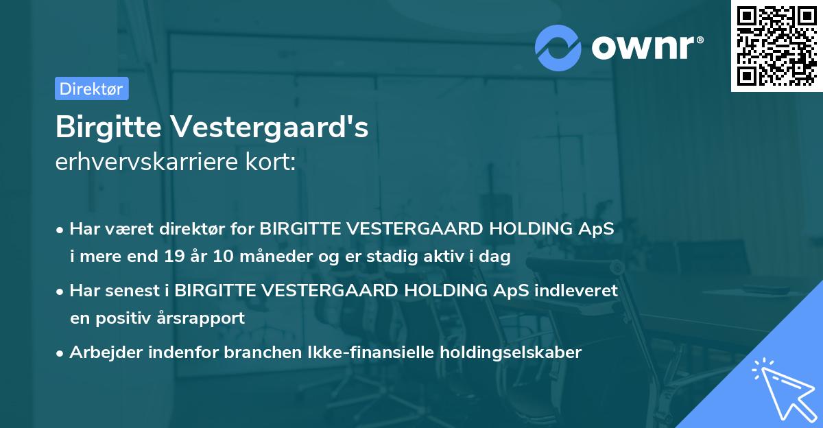 Birgitte Vestergaard's erhvervskarriere kort