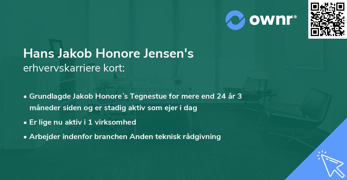 Hans Jakob Honore Jensen's erhvervskarriere kort