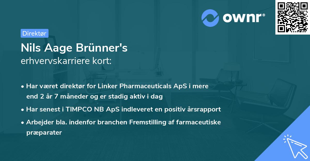 Nils Aage Brünner's erhvervskarriere kort