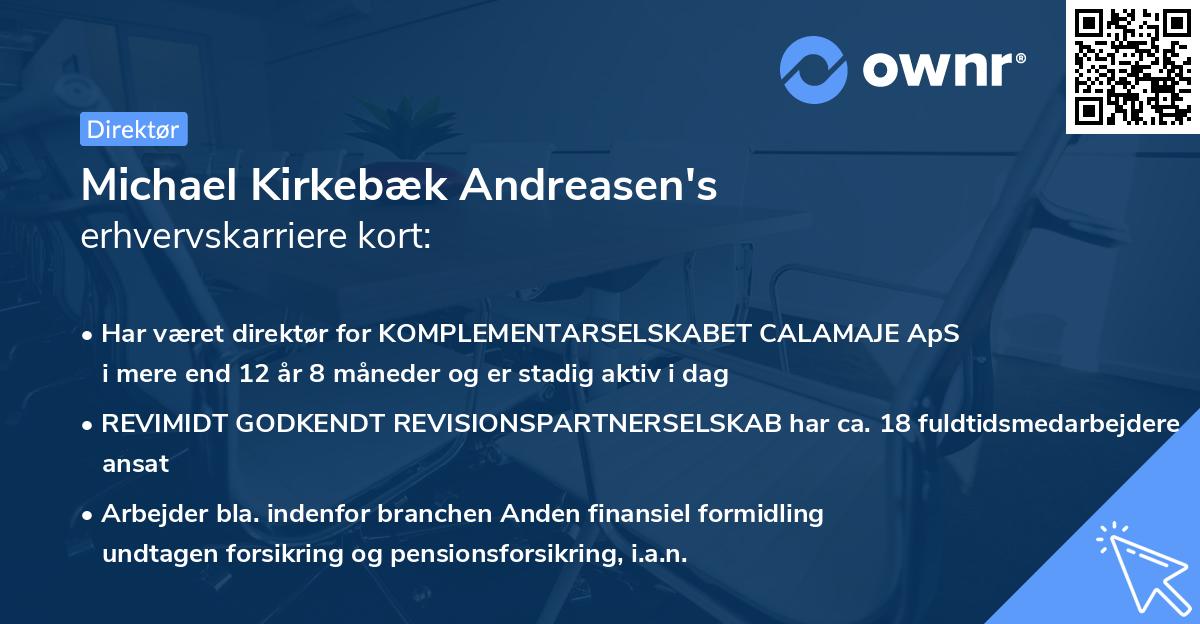 Michael Kirkebæk Andreasen's erhvervskarriere kort