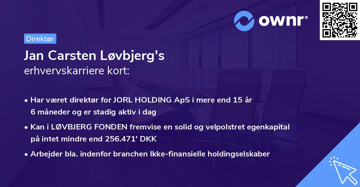 Jan Carsten Løvbjerg's erhvervskarriere kort