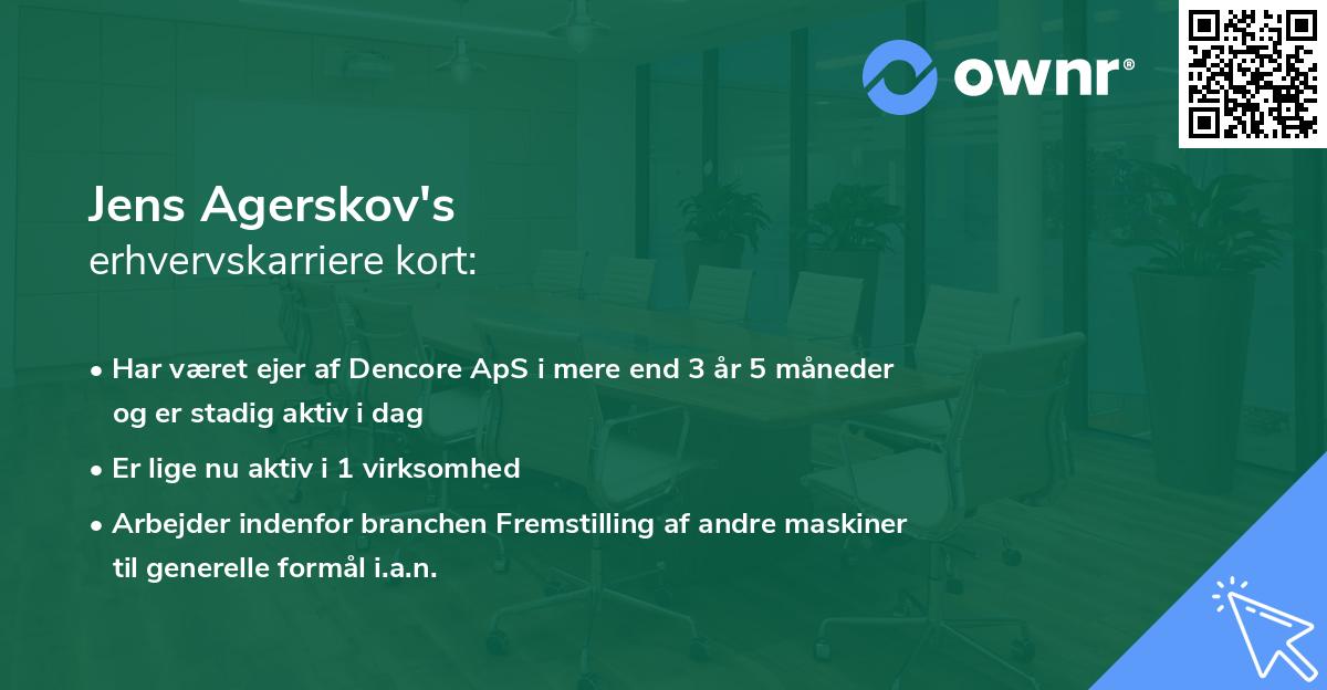 Jens Agerskov's erhvervskarriere kort