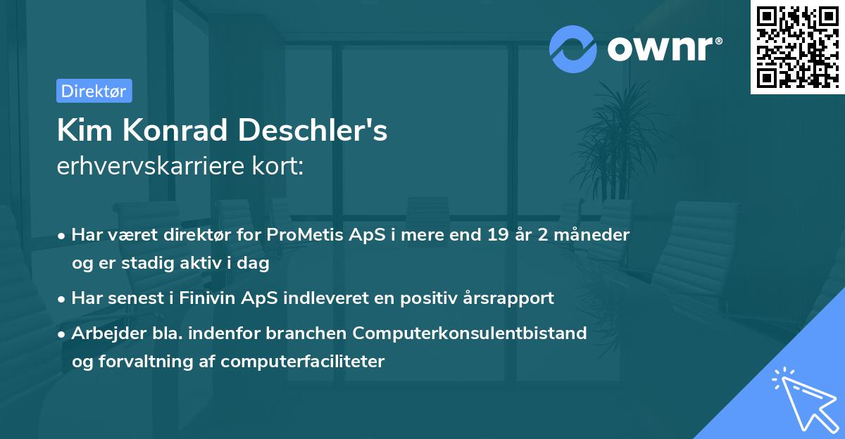 Kim Konrad Deschler's erhvervskarriere kort