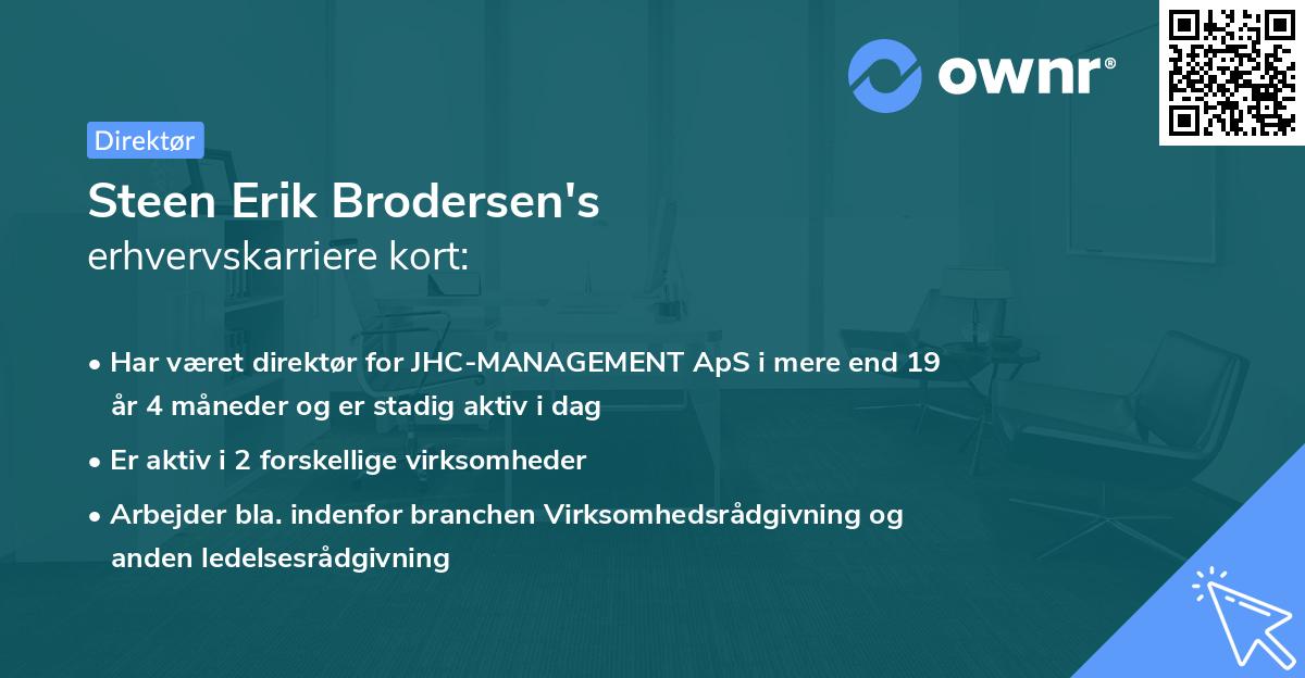 Steen Erik Brodersen's erhvervskarriere kort