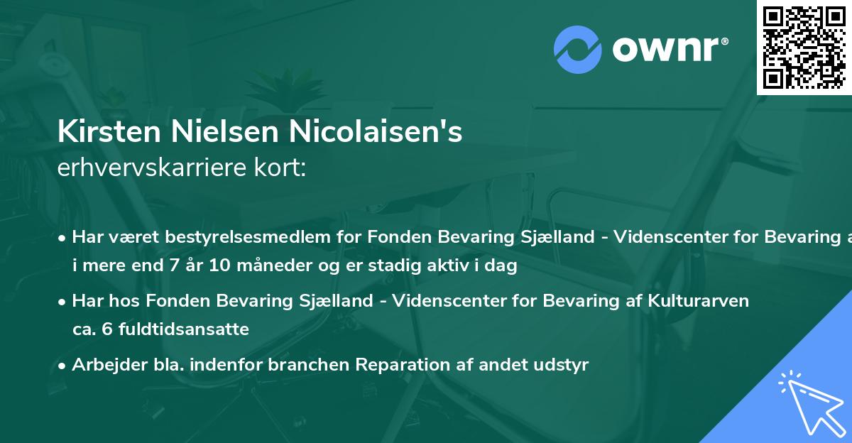 Kirsten Nielsen Nicolaisen's erhvervskarriere kort