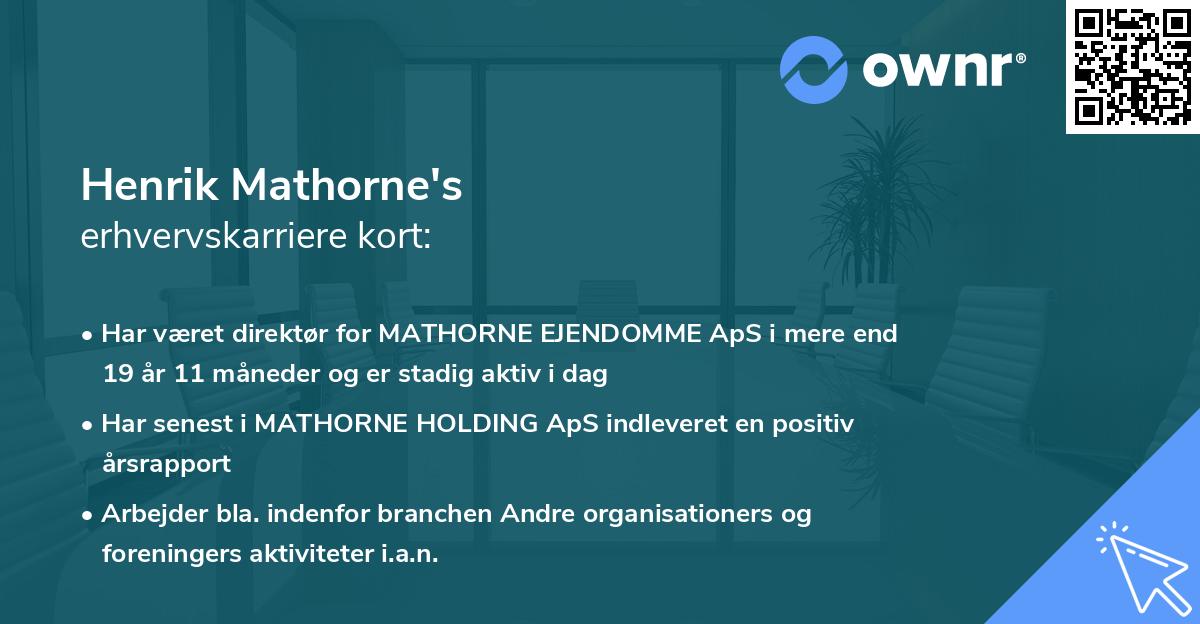 Henrik Mathorne's erhvervskarriere kort