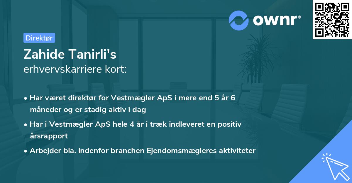 Zahide Tanirli's erhvervskarriere kort