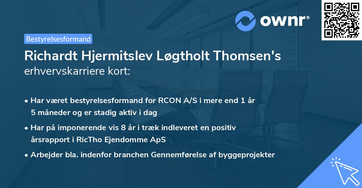 Richardt Hjermitslev Løgtholt Thomsen's erhvervskarriere kort