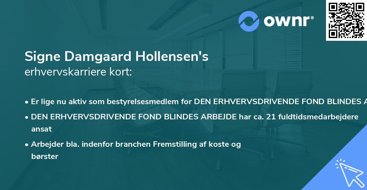 Signe Damgaard Hollensen's erhvervskarriere kort