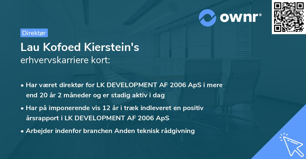 Lau Kofoed Kierstein's erhvervskarriere kort